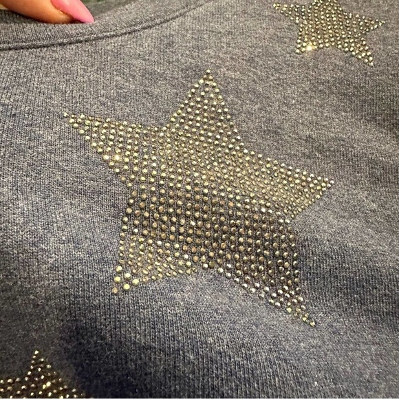 INC International Concepts Ruffled Metallic Star Pull-over Sweatshirt Size L NWT - Picture 7 of 8